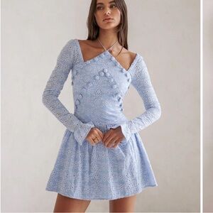 NEW Sabo Luxe Jamille Button Mini Dress Blue Size 2 Fairy Whimsical NWT